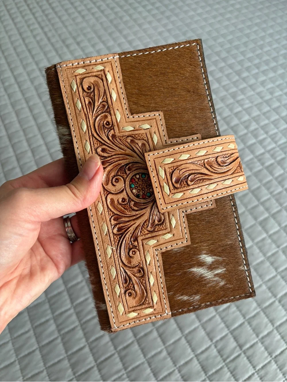Mesa Genuine Tooled Leather and Cowhide Wallet